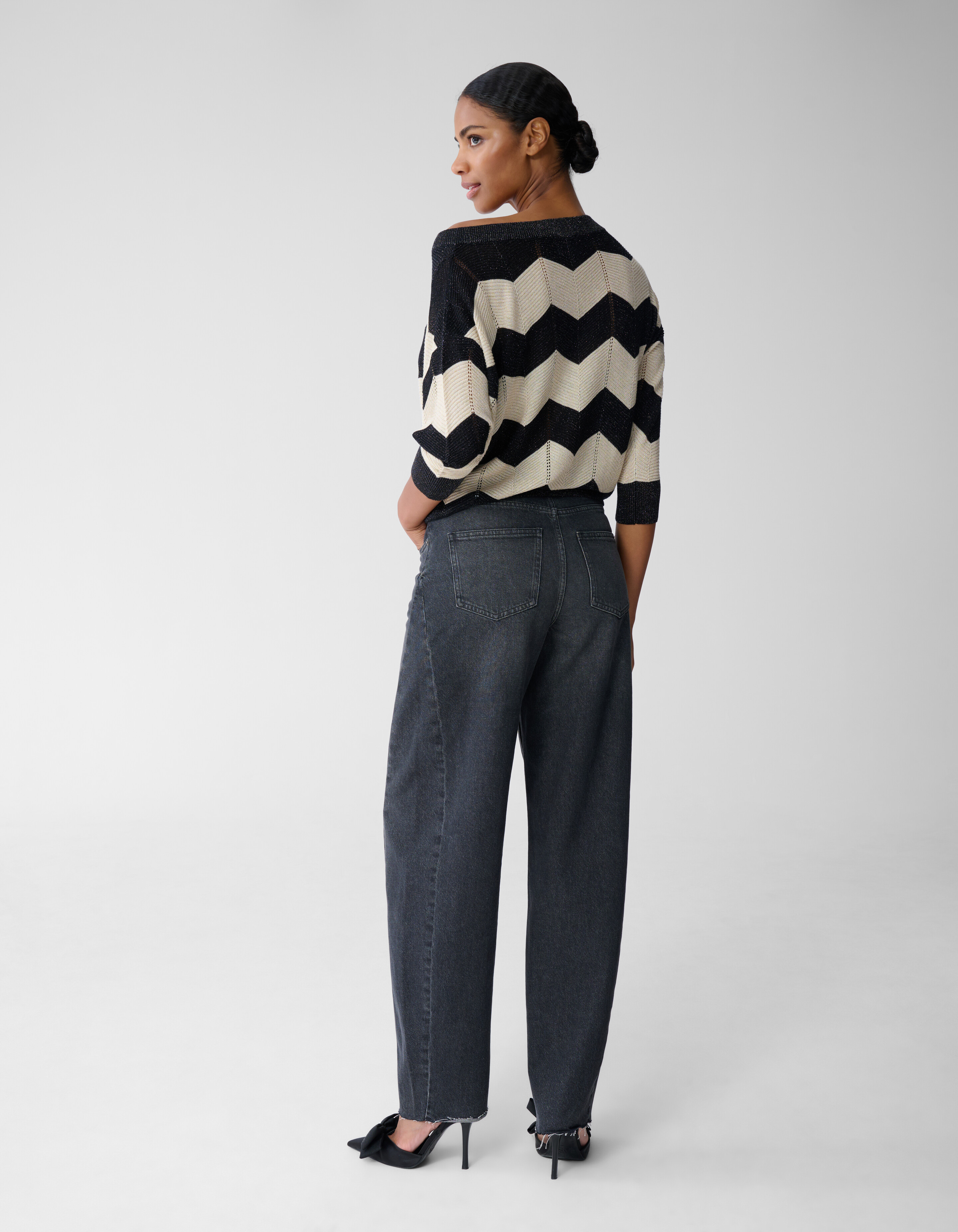 Glitzer Streifen Fledermaus Pullover Sand SHOEBY WOMEN