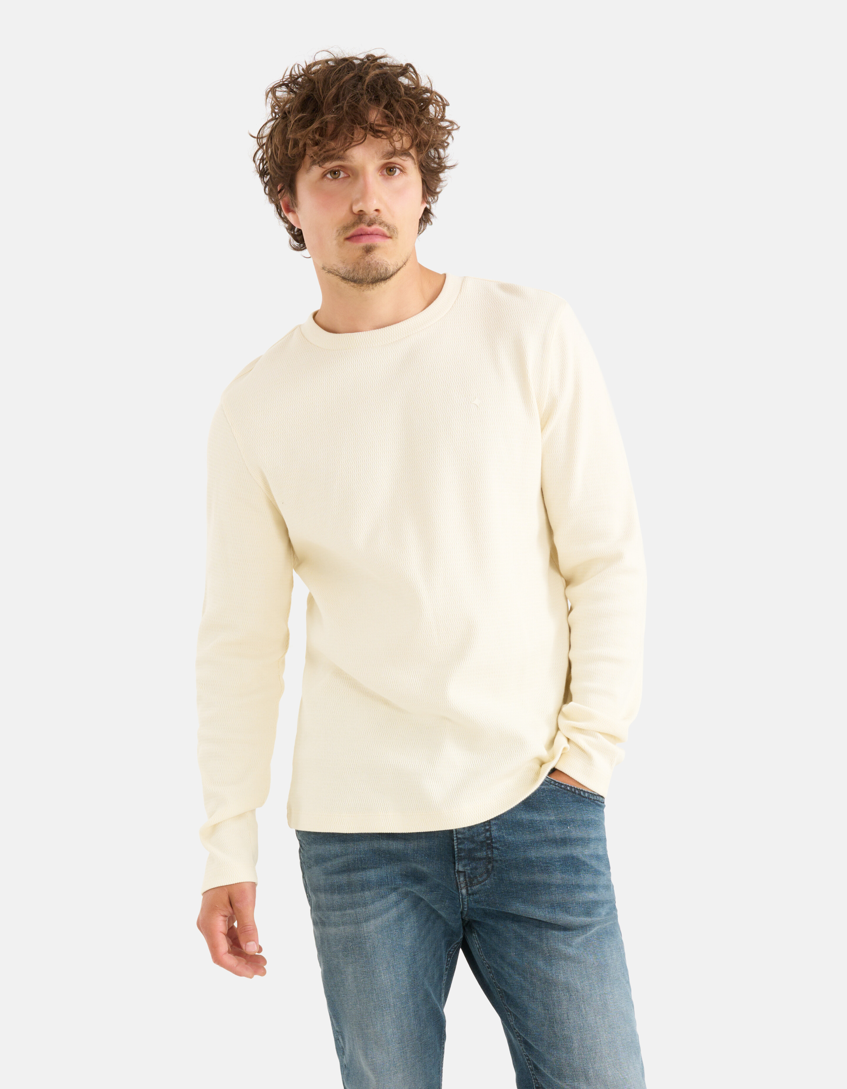 Texturiertes Langarmshirt Off White SHOEBY MEN