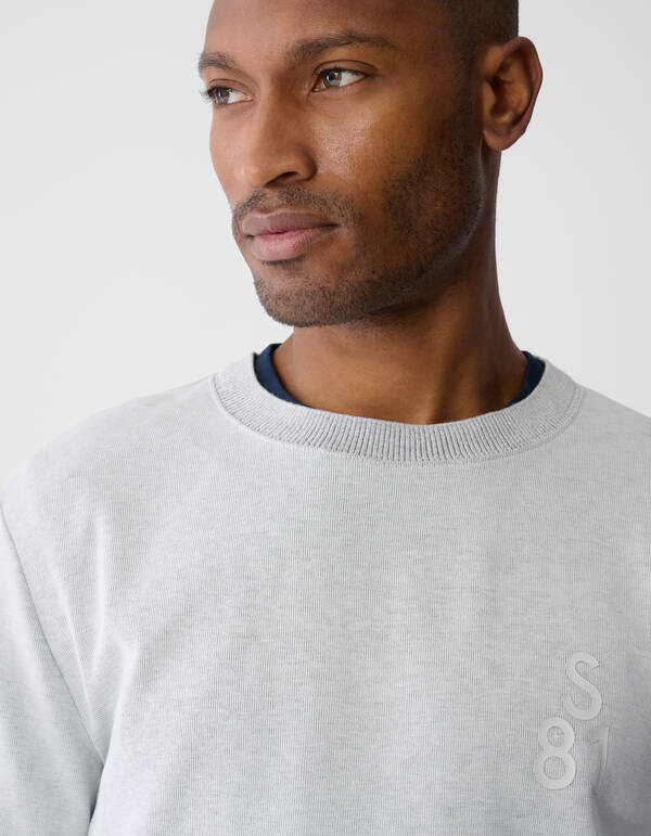 Pullover mit gepr&auml;gtem Logo Hellgrau SHOEBY MEN