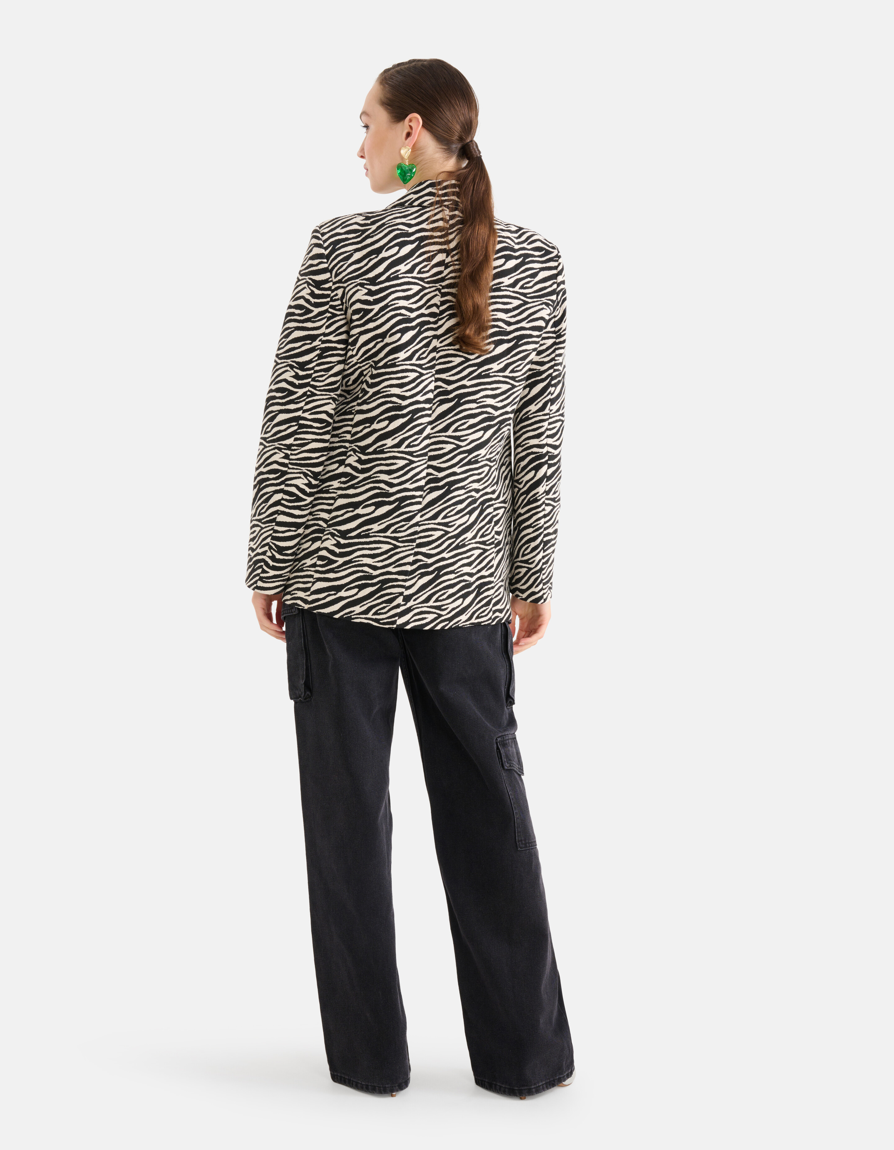 Jacquard Zebra Print Blazer Schwarz/Weiß SHOEBY WOMEN