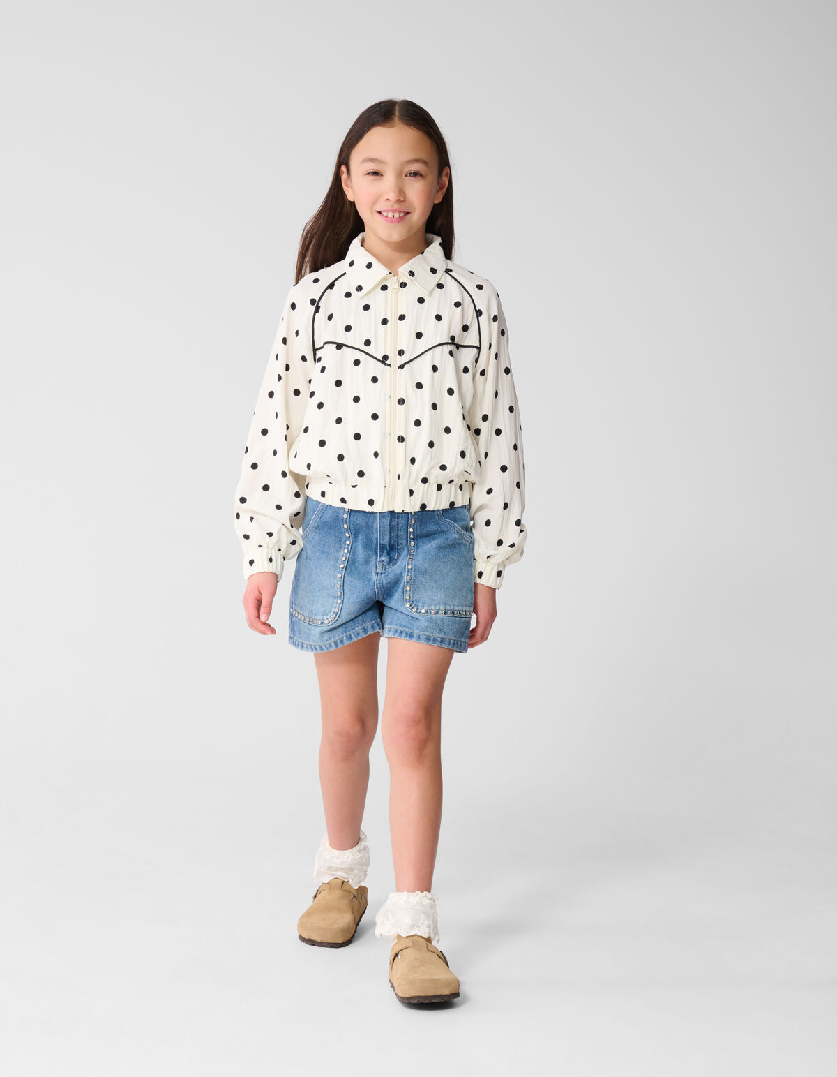 Denim-Shorts mit Nieten Blau SHOEBY GIRLS