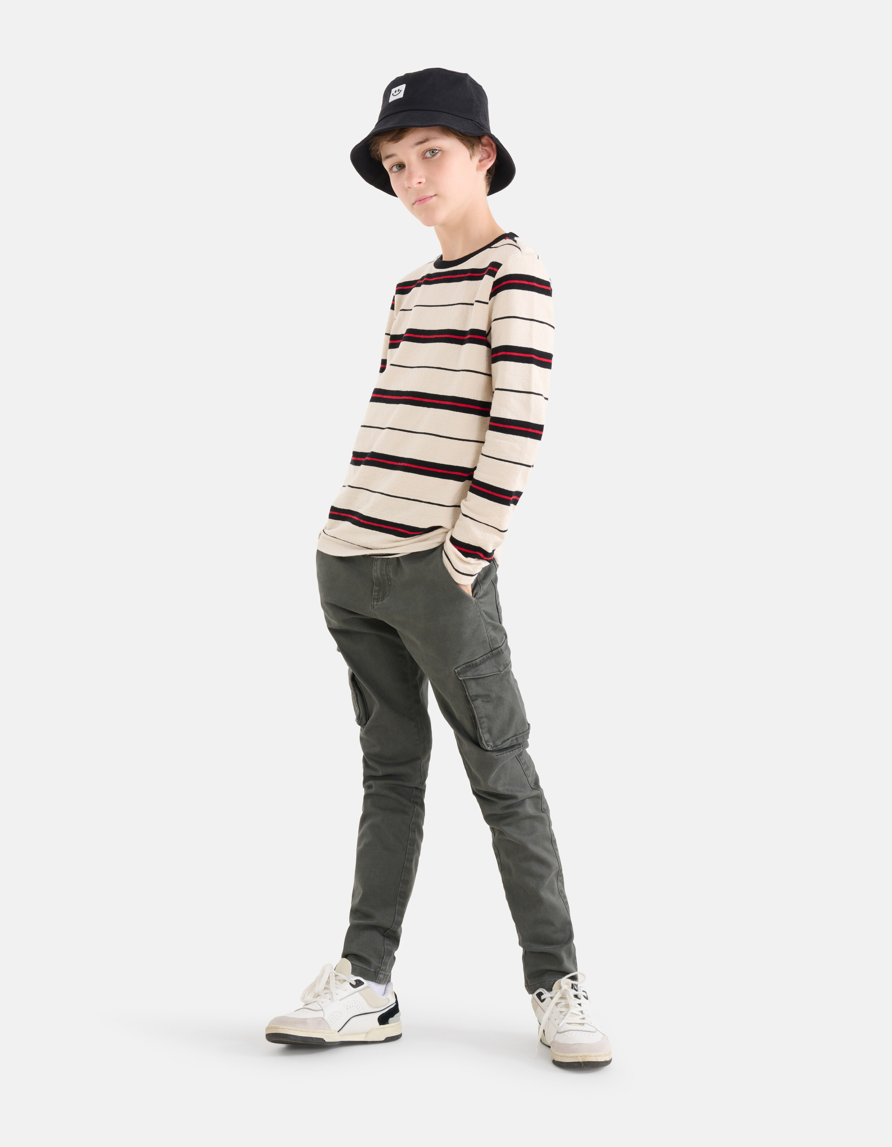 Gestreept T-shirt Gebroken Wit SHOEBY BOYS