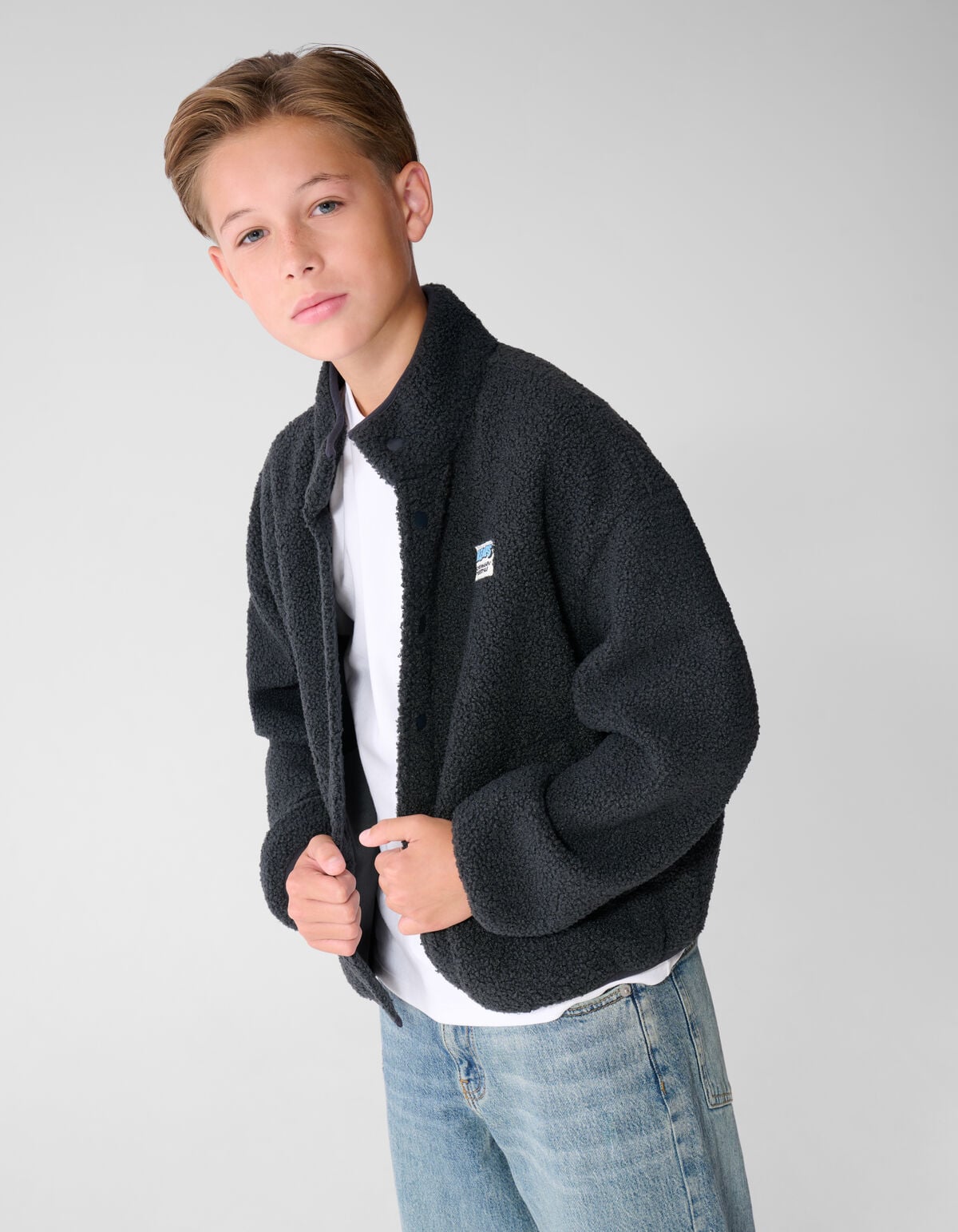 Relaxed Teddyjacke Dunkelgrau SHOEBY BOYS