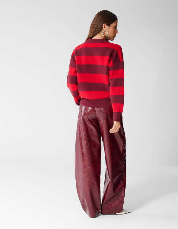 Gestreifte Strickpolo Rot SHOEBY WOMEN