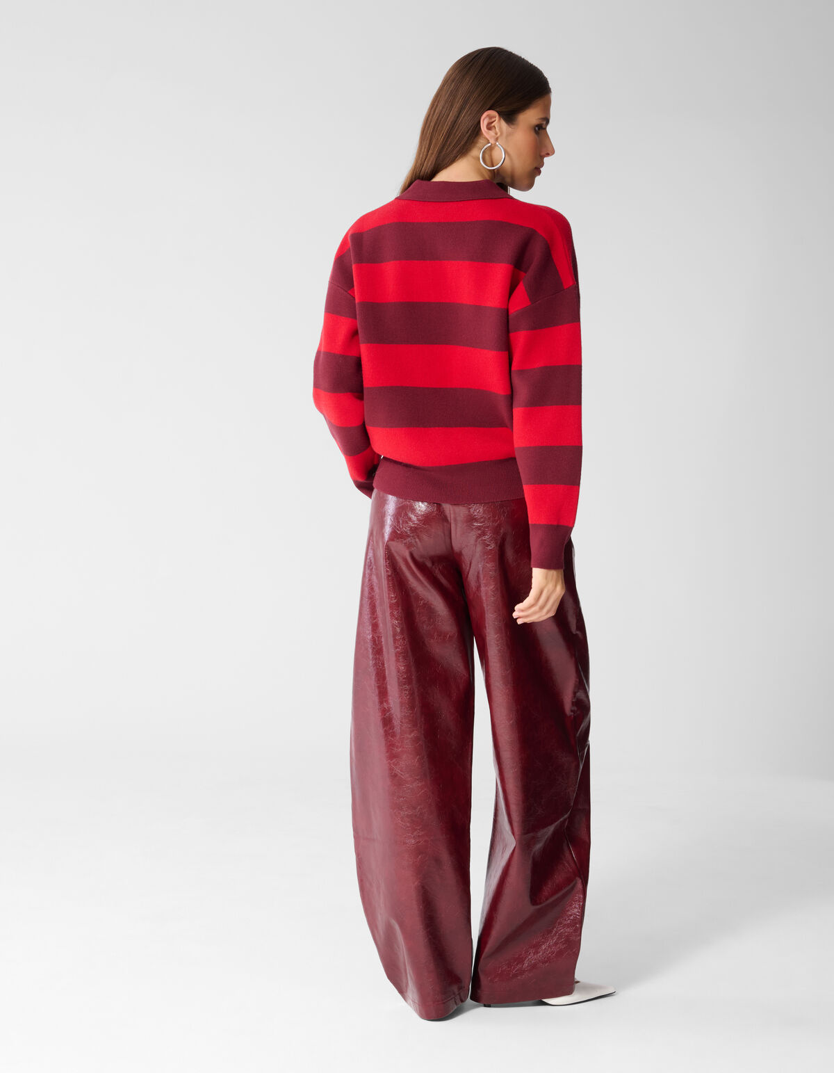 Gestreifte Strickpolo Rot SHOEBY WOMEN