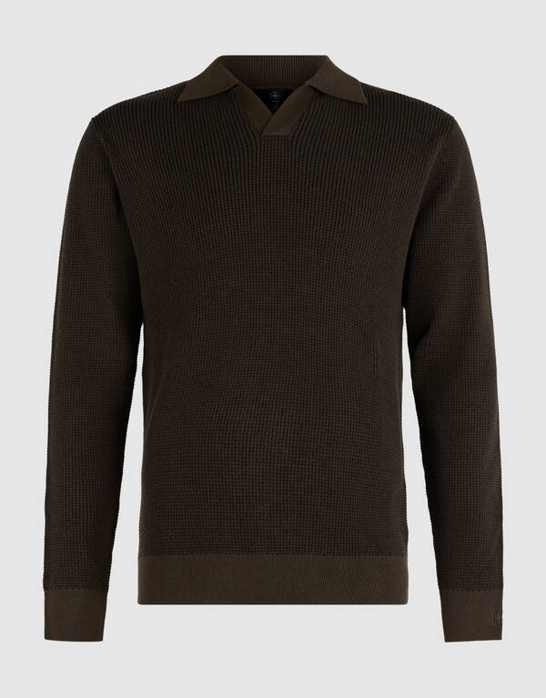 Geflochtenes Strick-Polo dunkelbraun SHOEBY MEN
