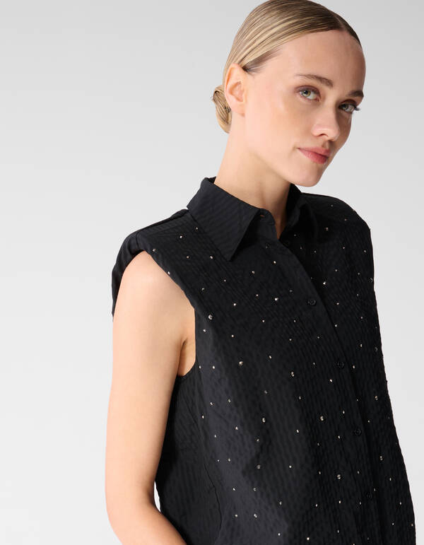 Strass-Streifenbluse Schwarz SHOEBY WOMEN