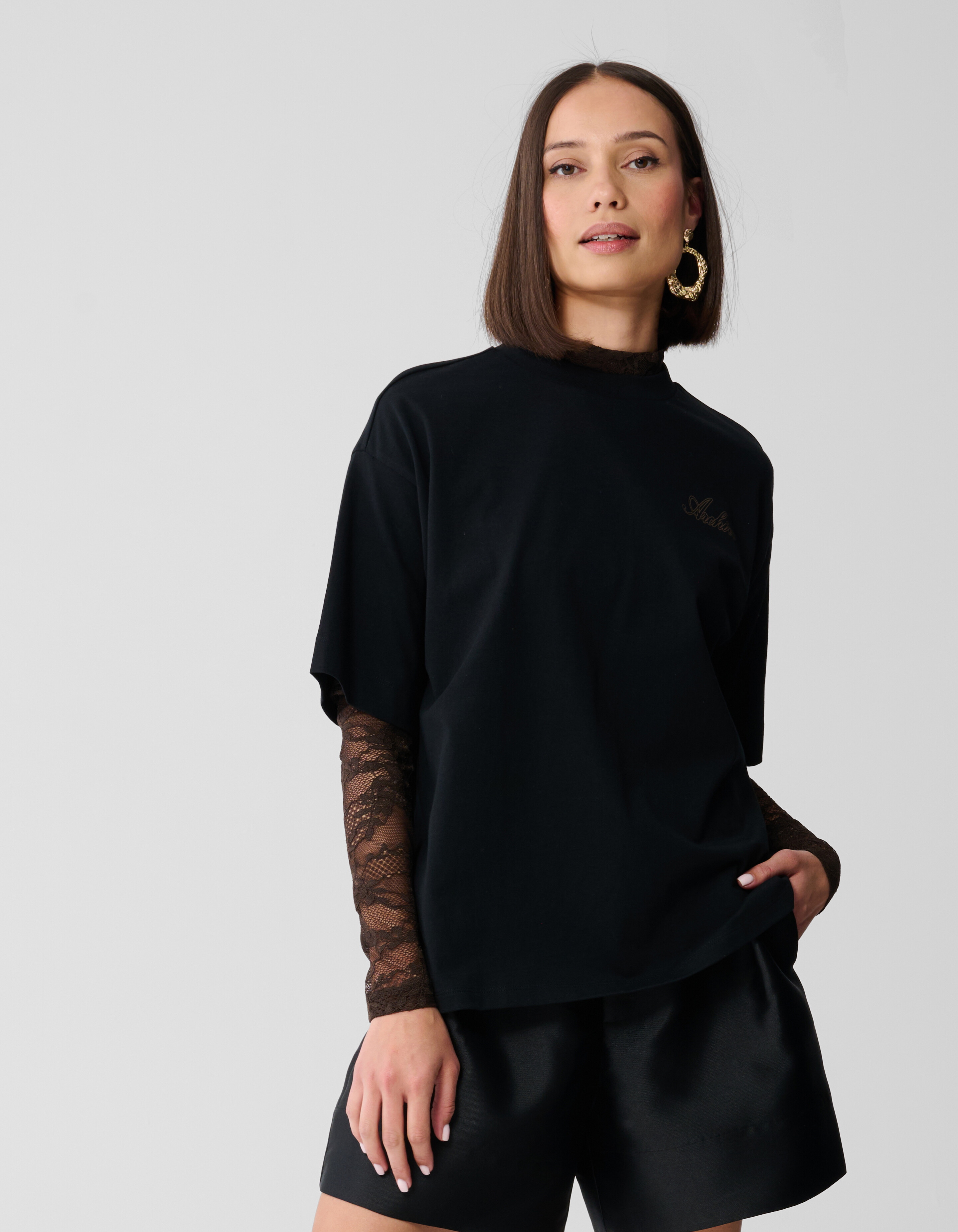 T-Shirt mit Herz-Motiv auf der Rückseite, Schwarz SHOEBY WOMEN