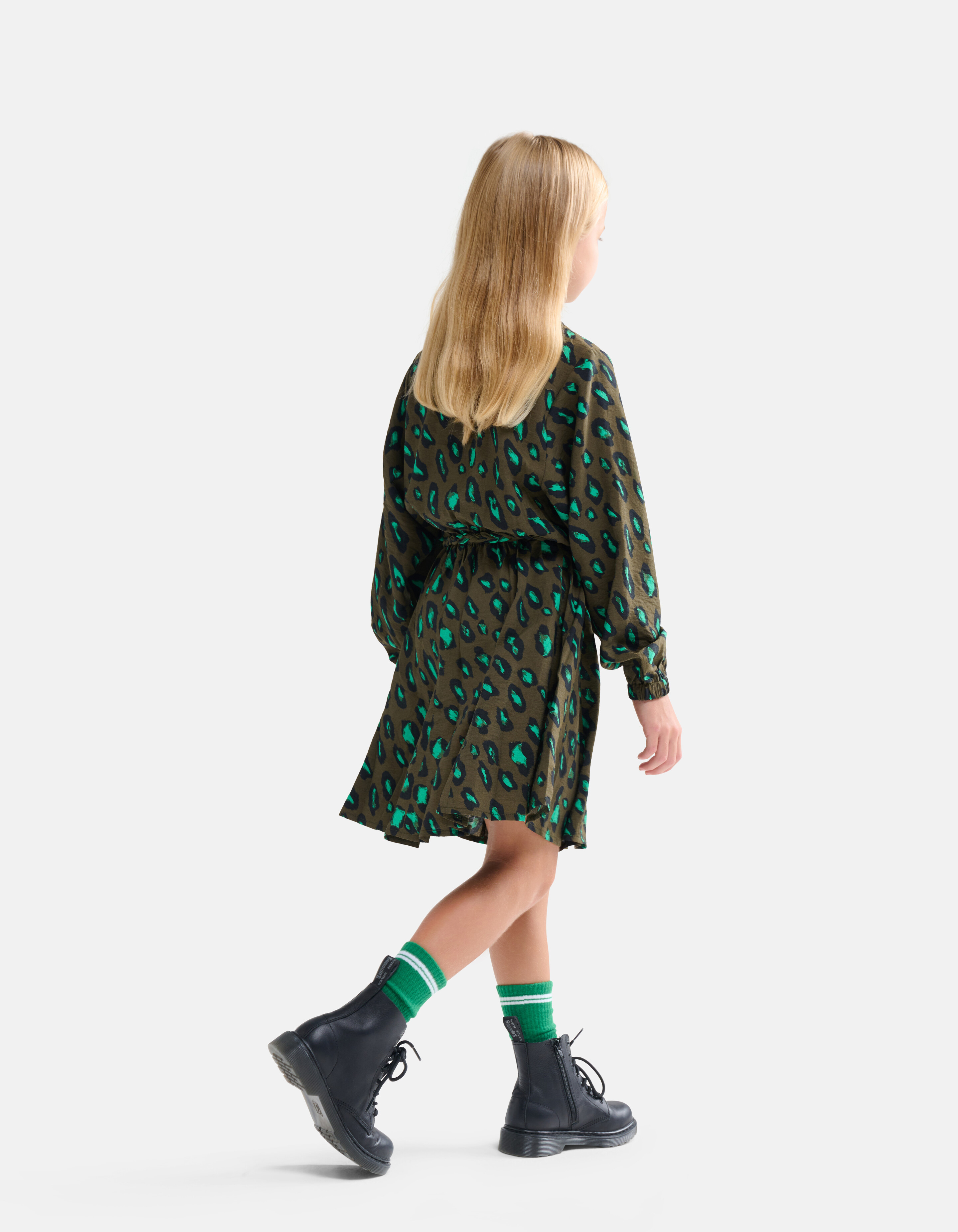 Kleid mit Leopardenmuster Dunkelgrün SHOEBY GIRLS