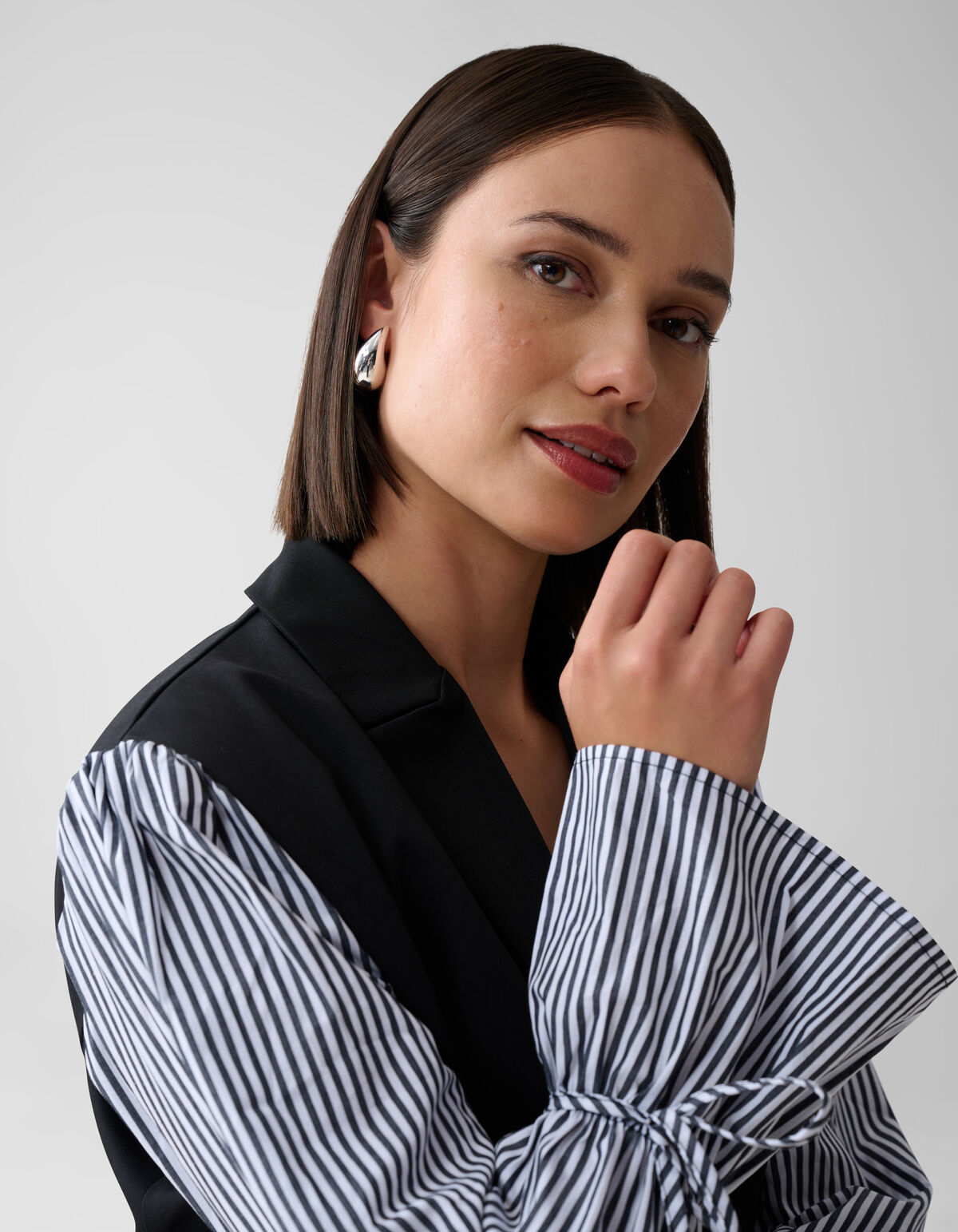 Blazer mit Popeline-&Auml;rmeln Schwarz SHOEBY WOMEN