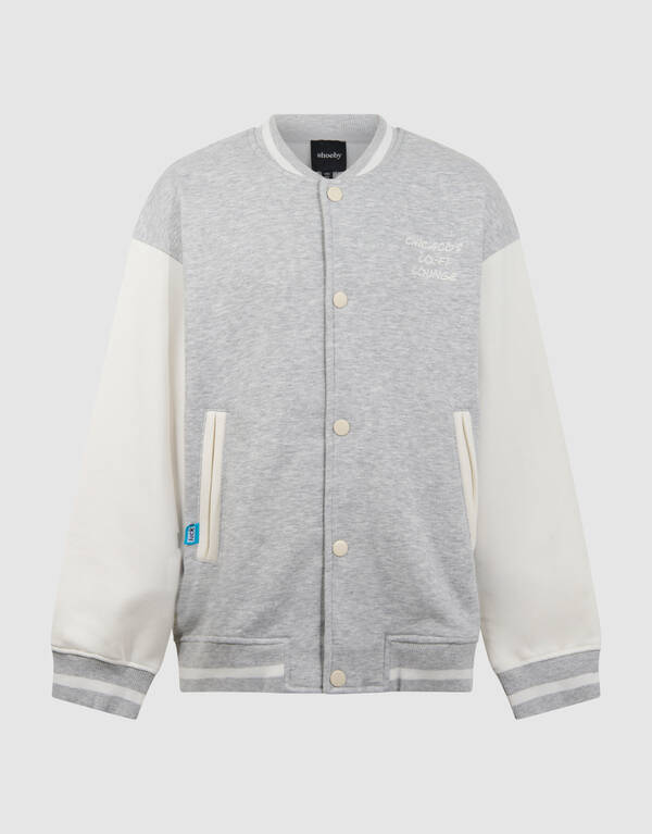 Varsity Bomber Sweatjacke Hellgrau SHOEBY BOYS
