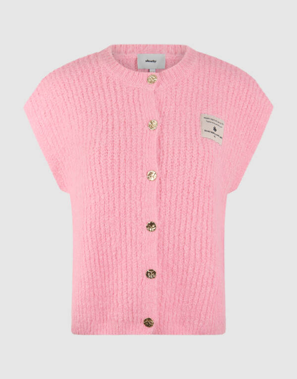 Flauschige Weste mit Kn&ouml;pfen Rosa SHOEBY WOMEN