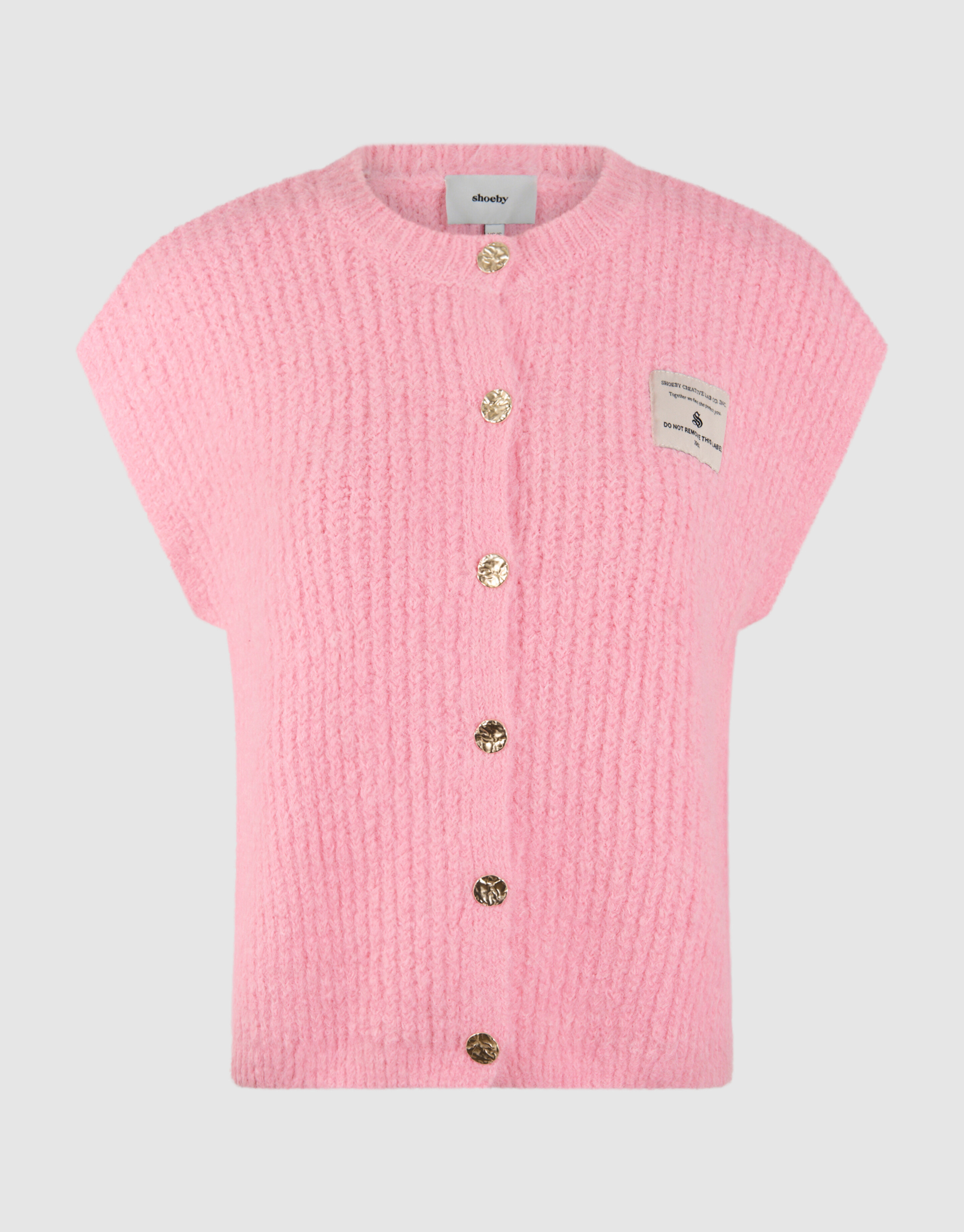 Flauschige Weste mit Kn&ouml;pfen Rosa SHOEBY WOMEN