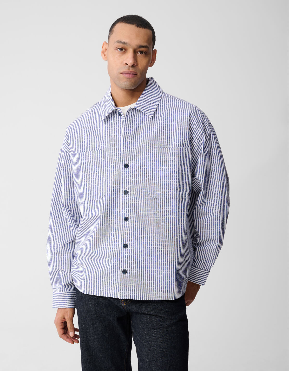 Pinstripe Overshirt Blau SHOEBY MEN