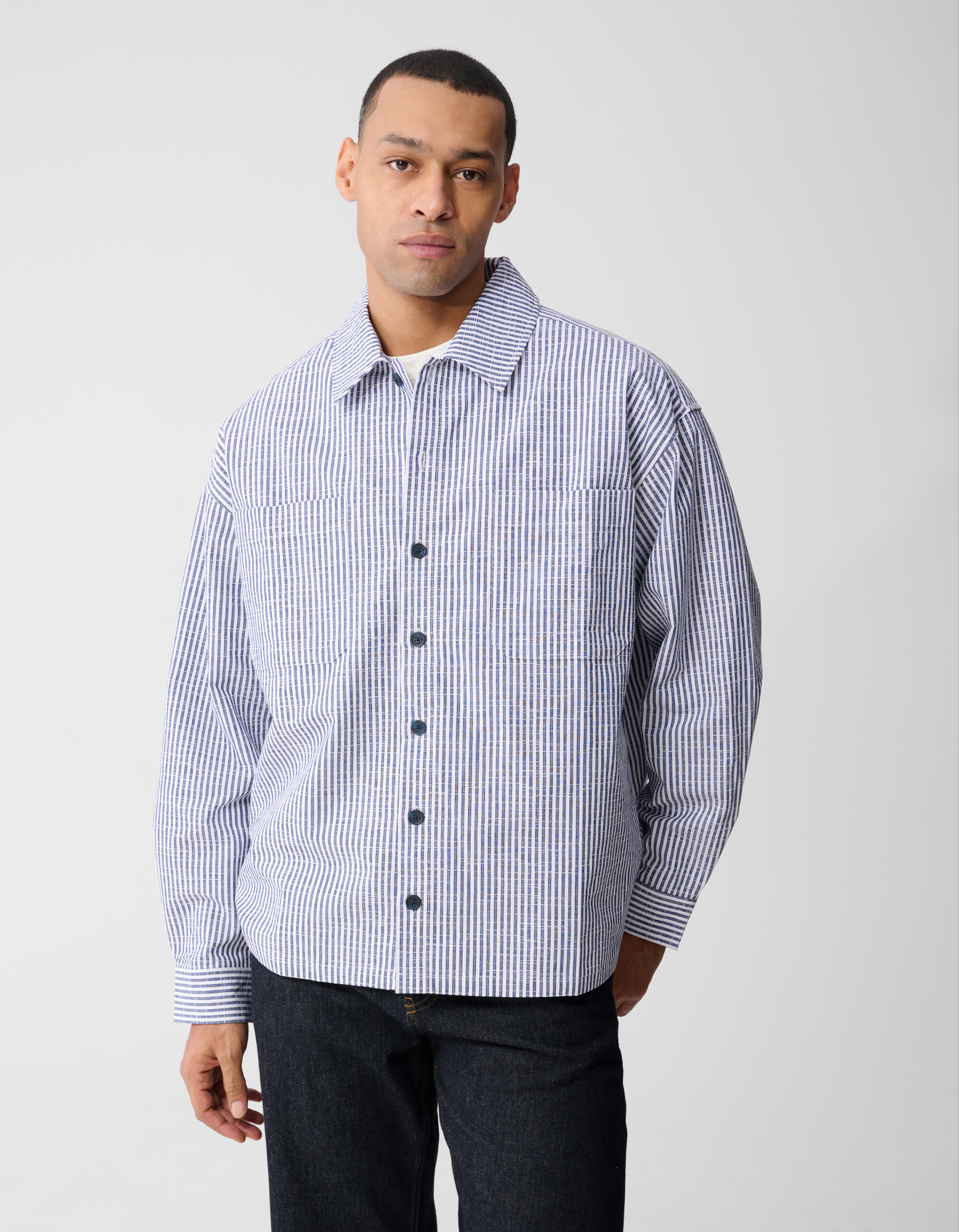Pinstripe Overshirt Blau SHOEBY MEN