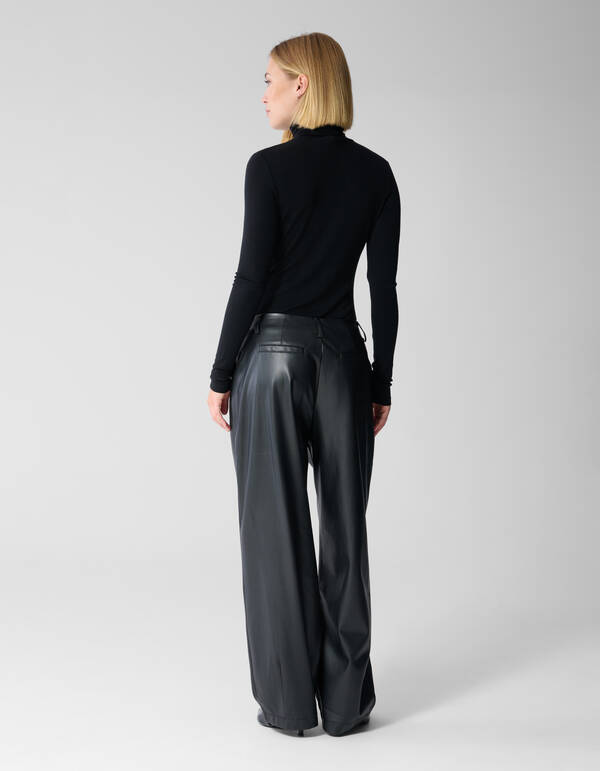 Vegane Leder Barrel-Fit-Hose Schwarz By Lonneke SHOEBY WOMEN