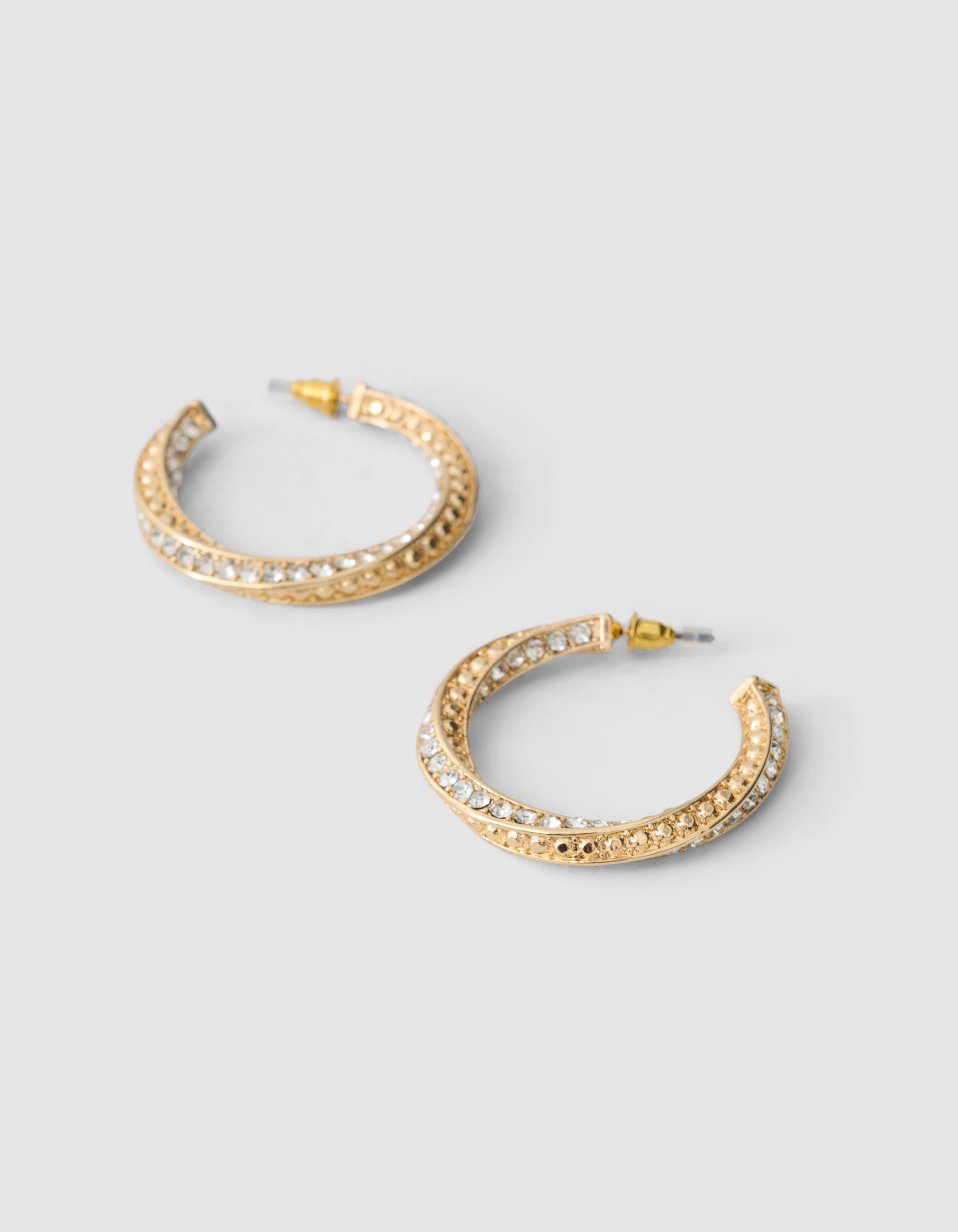 Verdrehte Strass-Ohrringe Gold SHOEBY ACCESSOIRES