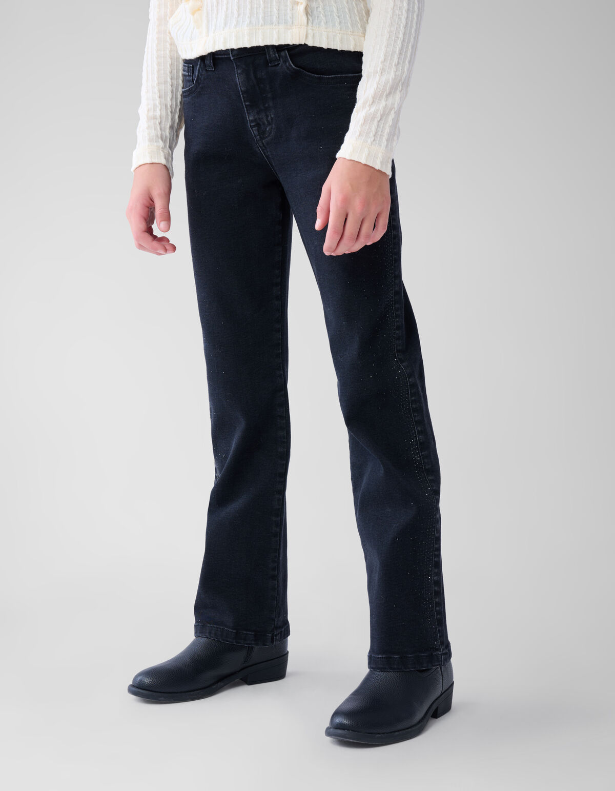 Strass Straight Leg Jeans Schwarz SHOEBY GIRLS