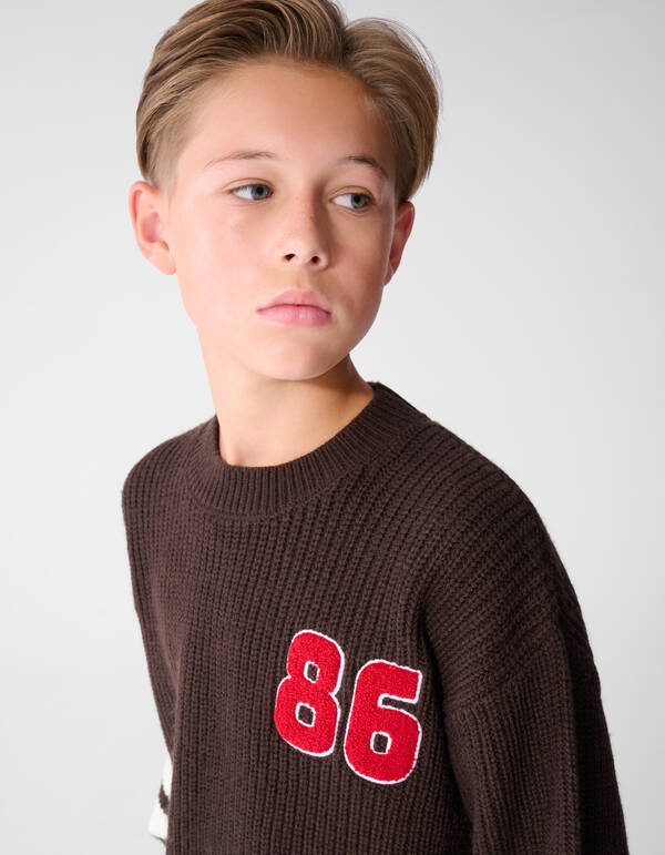 Varsity Strickpullover Dunkelbraun SHOEBY BOYS