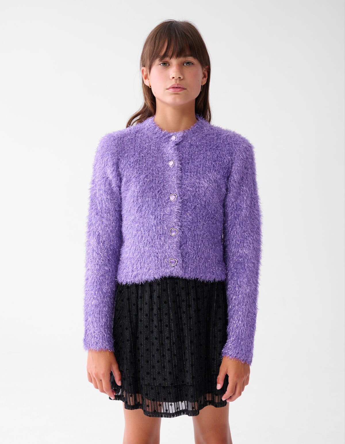 Flauschige Glitzerstrickjacke Lila SHOEBY GIRLS