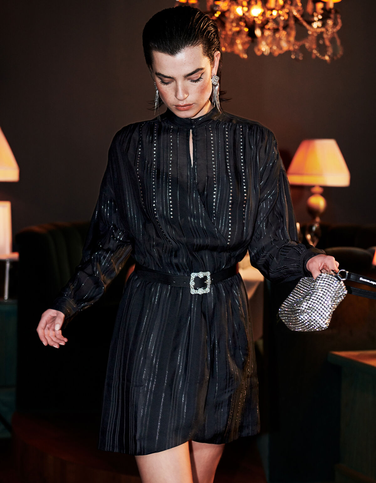 Nieten Lurex Kleid Schwarz SHOEBY WOMEN