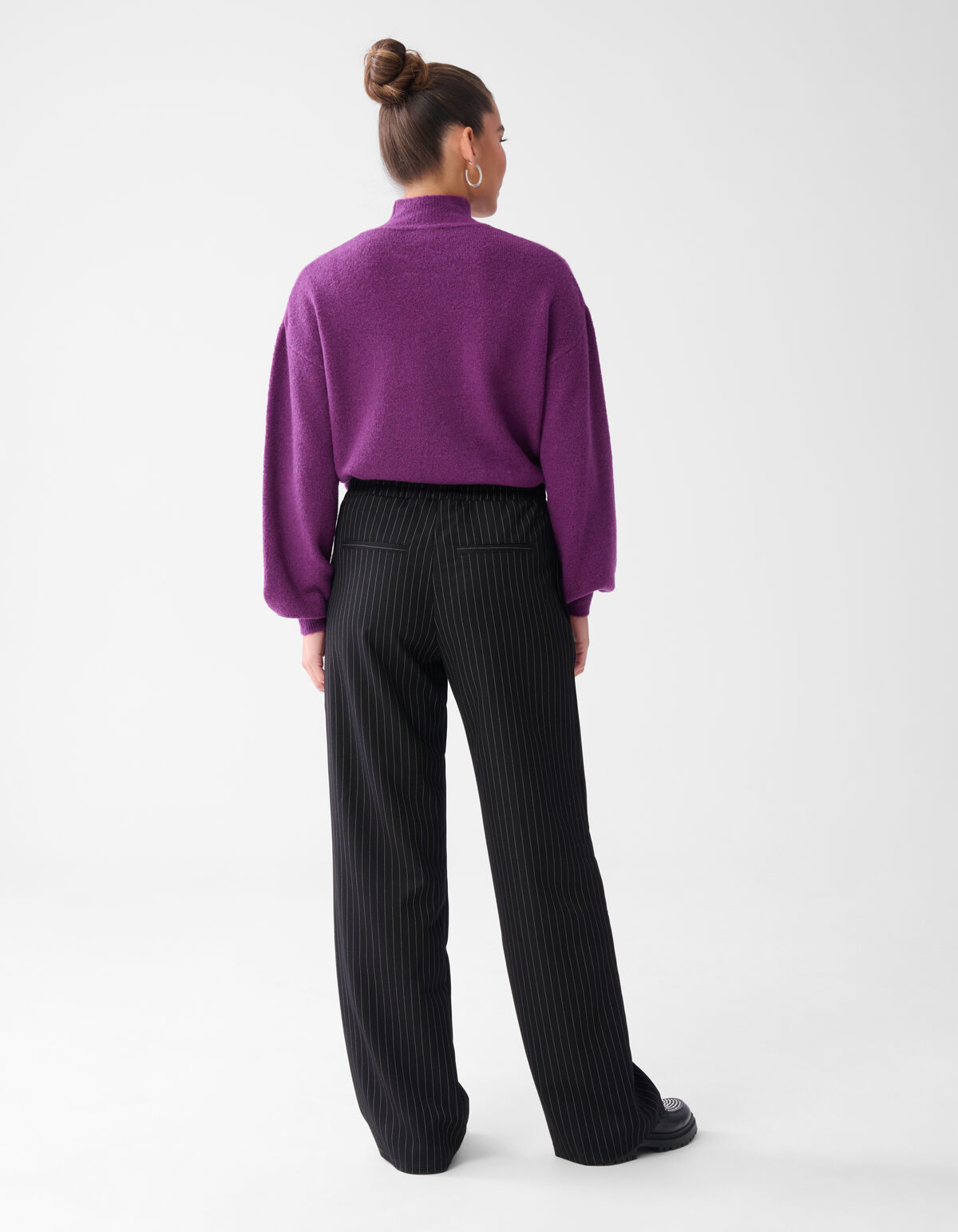 Nadelstreifenhose mit weitem Bein Schwarz SHOEBY WOMEN