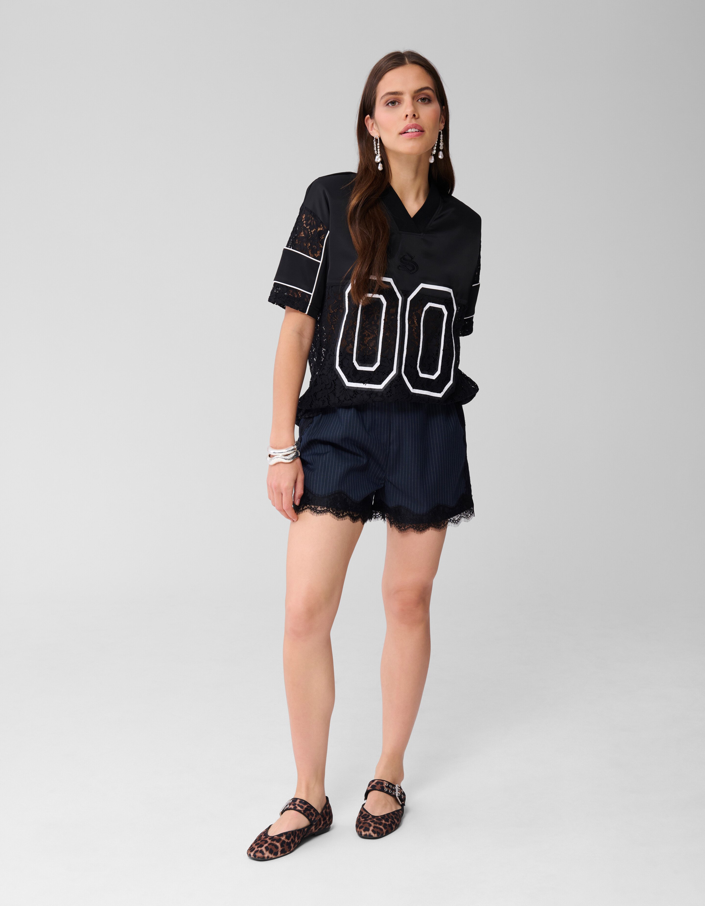 Übergroßes Kanten Baseball-T-Shirt Zwart SHOEBY WOMEN