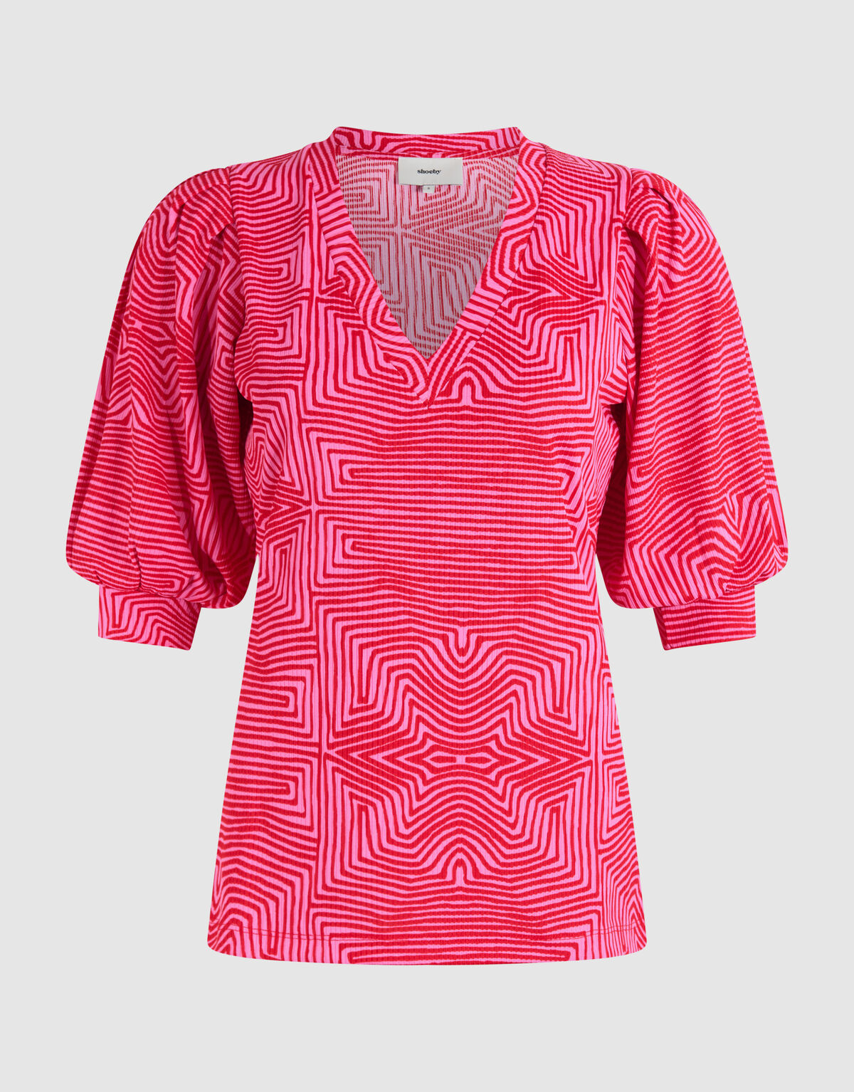 Bedrucktes Ripp-Jersey-Top Rosa/Rot SHOEBY WOMEN