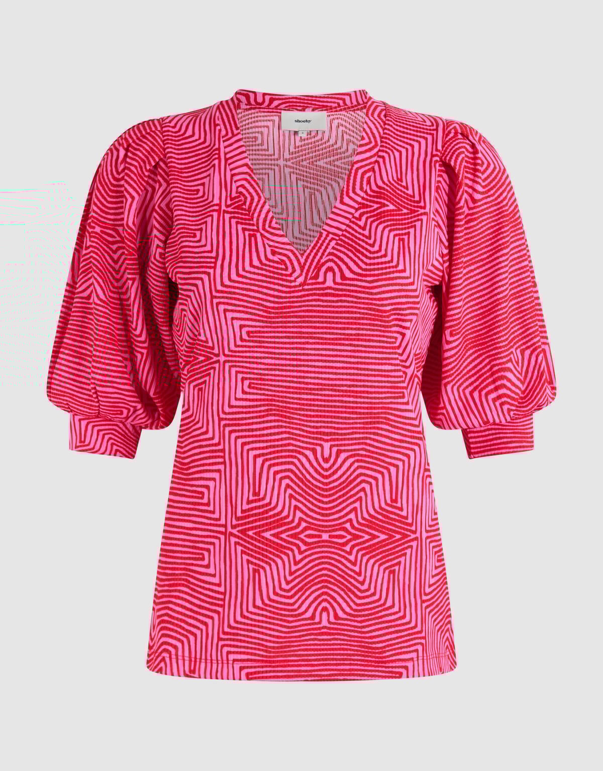 Bedrucktes Ripp-Jersey-Top Rosa/Rot SHOEBY WOMEN