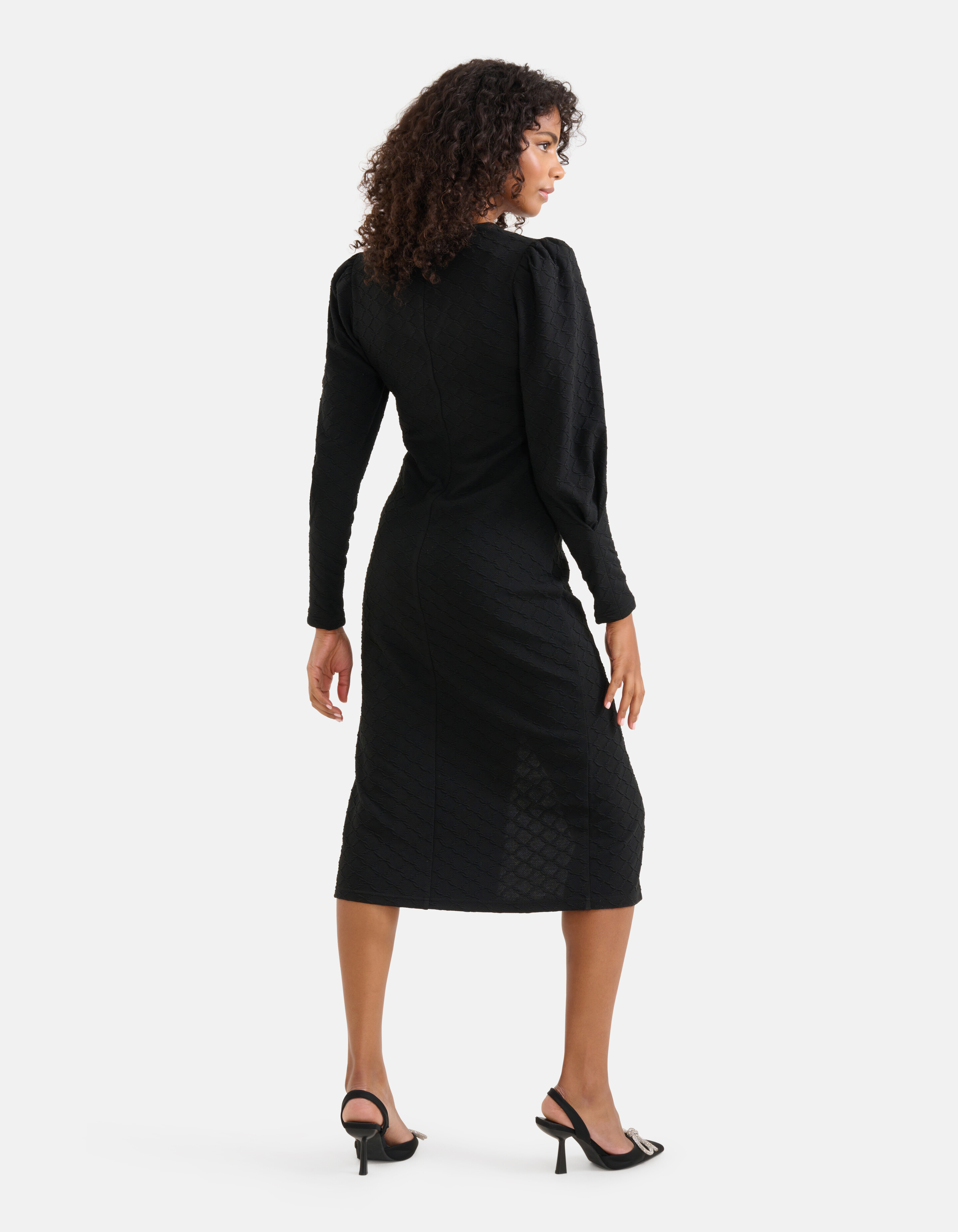 Texturiertes Midikleid Schwarz SHOEBY WOMEN