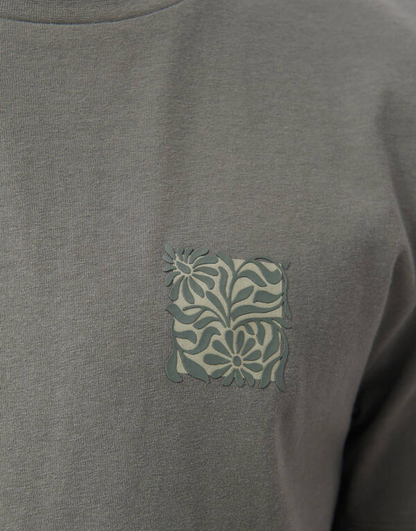 Blumenblock-T-Shirt Dunkelgrün SHOEBY MEN