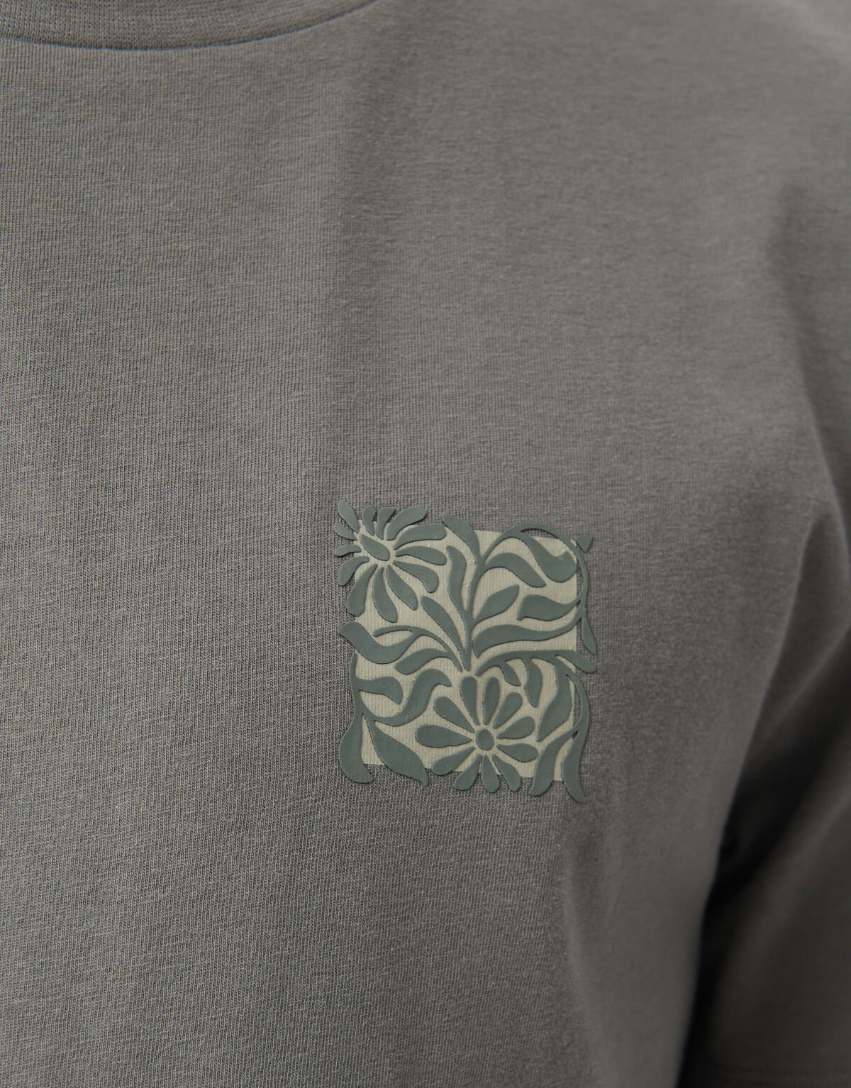 Blumenblock-T-Shirt Dunkelgrün SHOEBY MEN