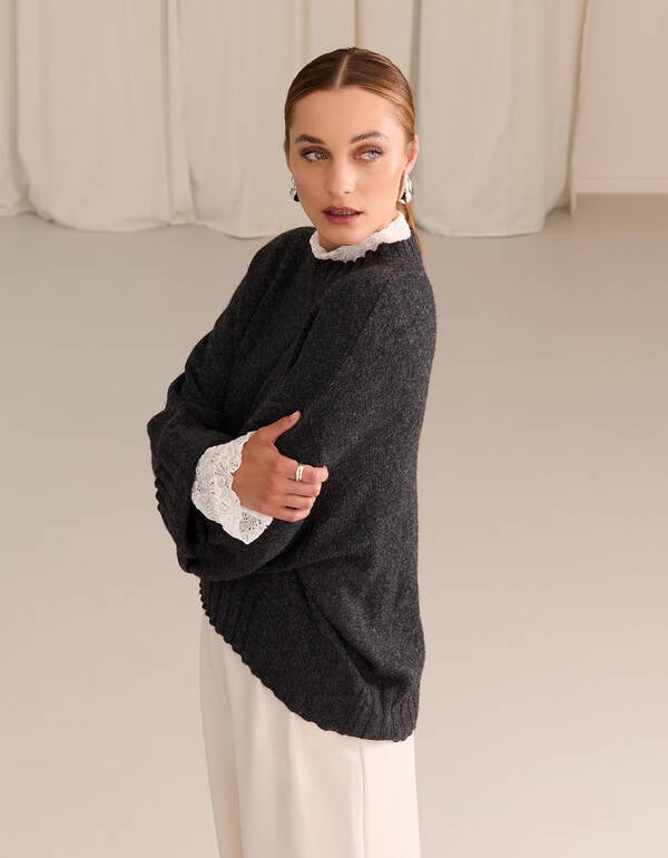 Übergroßer Strickpullover Dunkelgrau von Mieke SHOEBY WOMEN