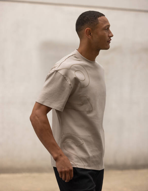 Spark Logo Print T-Shirt Beige SHOEBY MEN