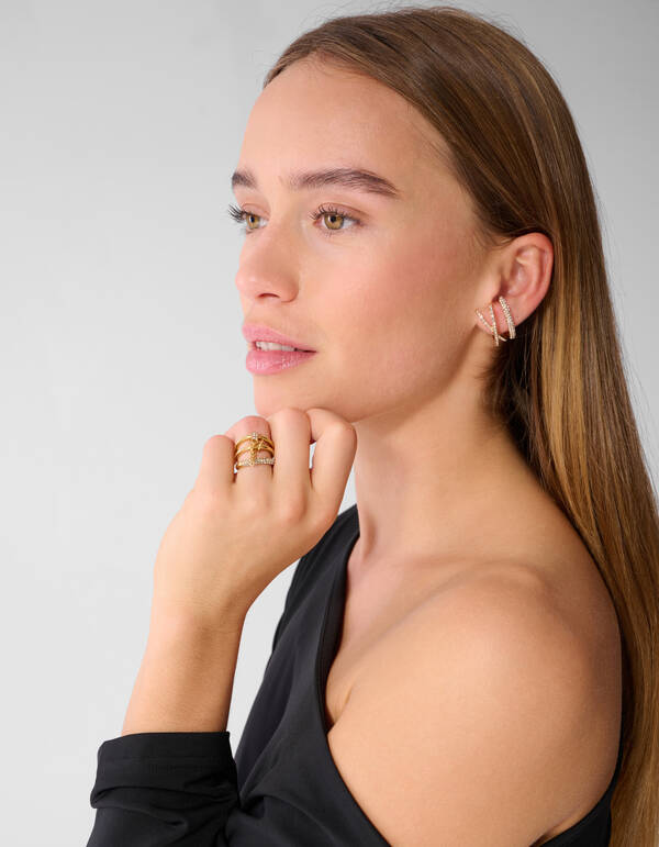 Stack Strass Ringe Set Gold SHOEBY ACCESSOIRES