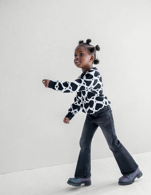 Flared Denim Jeans Schwarz SHOEBY GIRLS