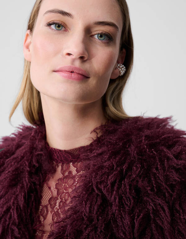 Oversize Teddyweste Dunkelrot SHOEBY WOMEN