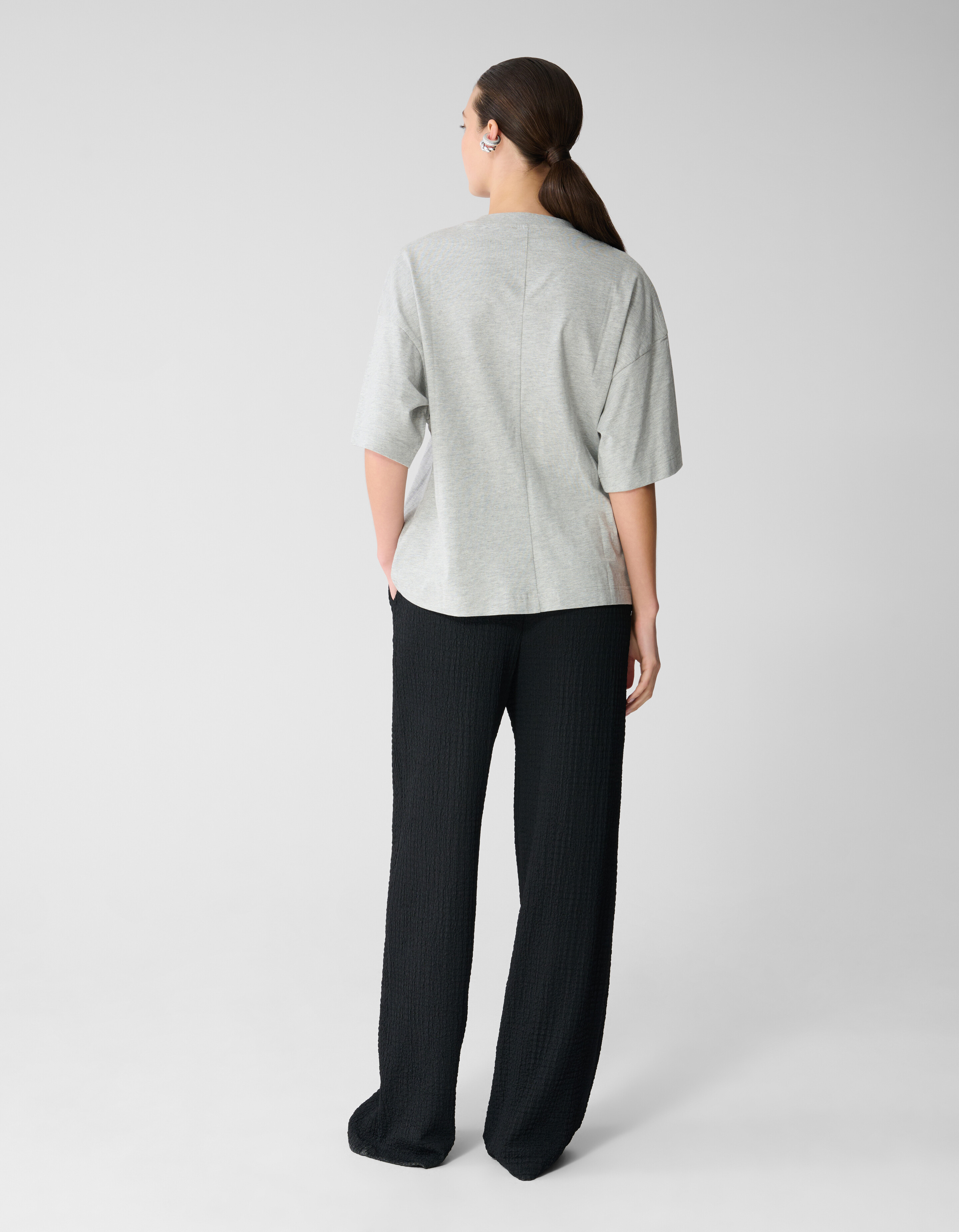 Crinkle-Hose mit weitem Bein, schwarz SHOEBY WOMEN