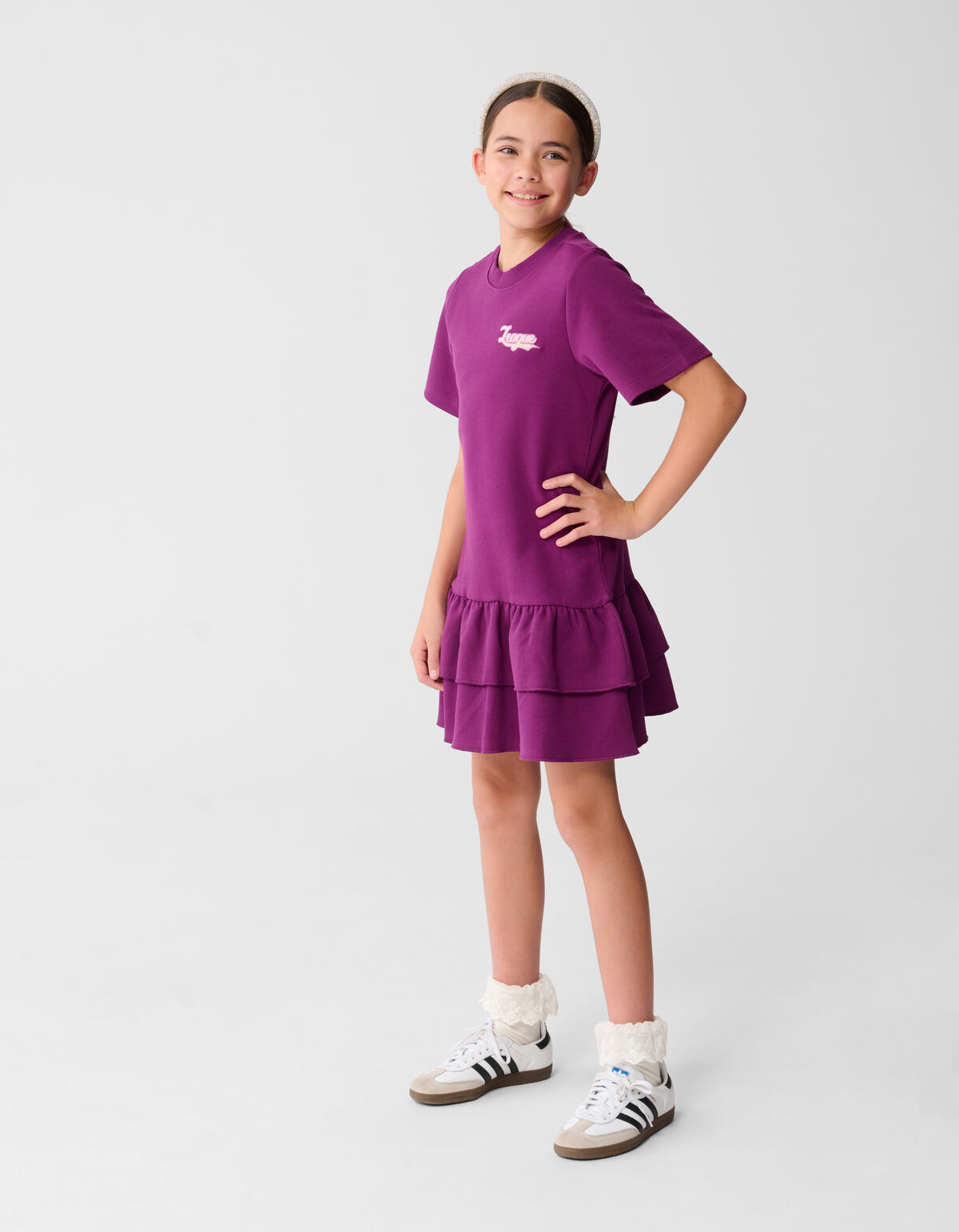 R&uuml;schen Mini Kleid Lila SHOEBY GIRLS