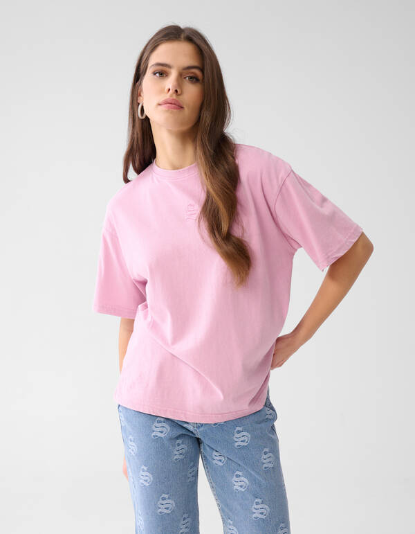Gewaschenes Logo-T-Shirt Hellrosa SHOEBY WOMEN