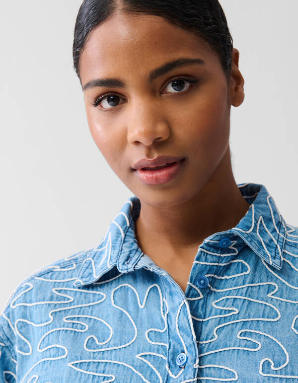 Besticktes Cordkleid Denim Blau SHOEBY WOMEN