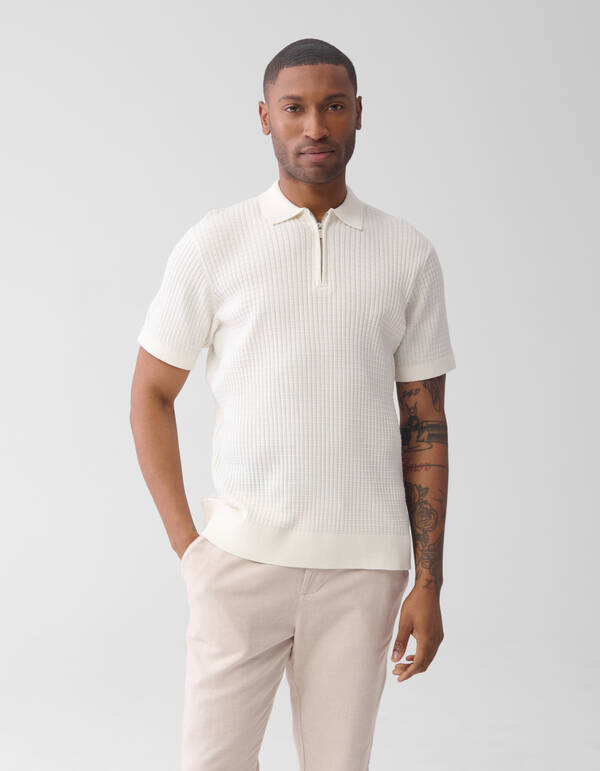 Halbes Reißverschluss-Polo Off White SHOEBY MEN