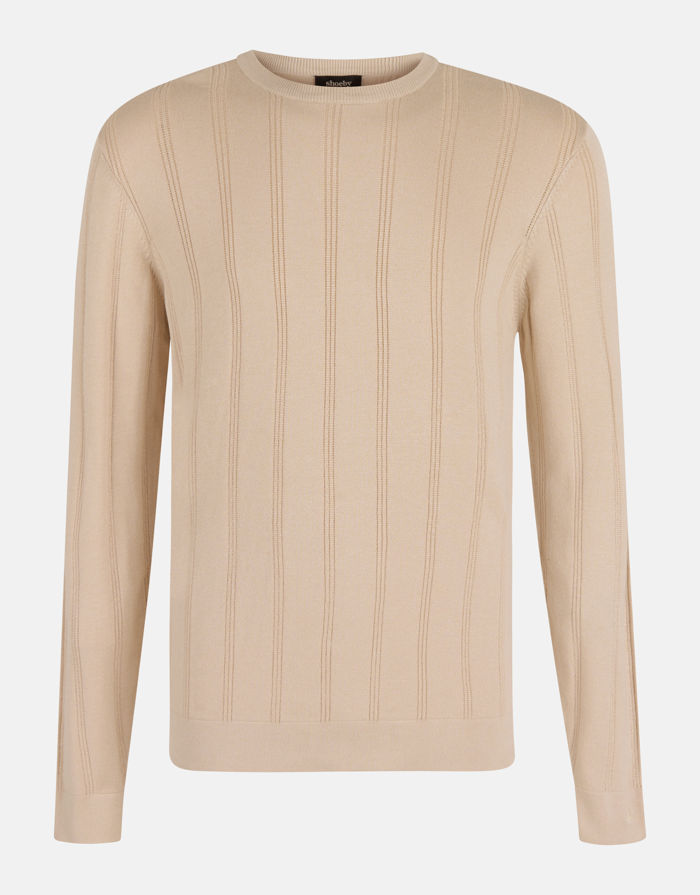 Gestreifter Pullover mit Rundhalsausschnitt Beige SHOEBY MEN