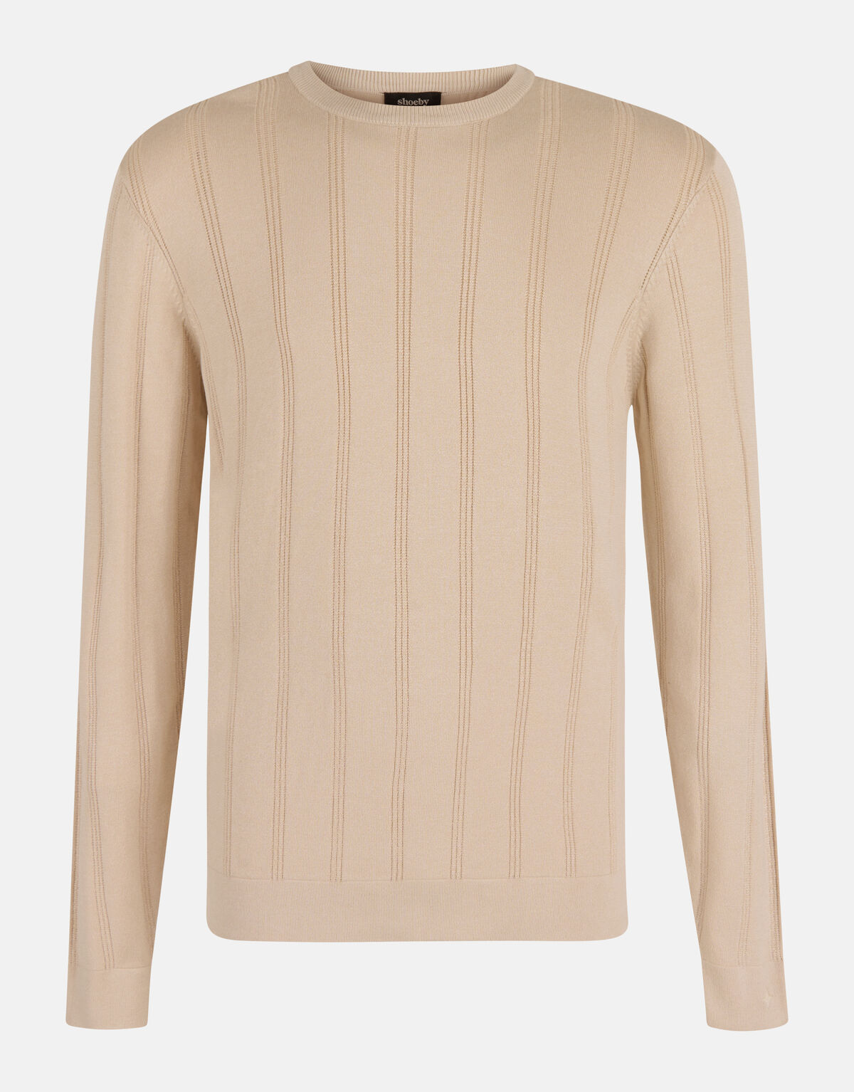 Gestreifter Pullover mit Rundhalsausschnitt Beige SHOEBY MEN