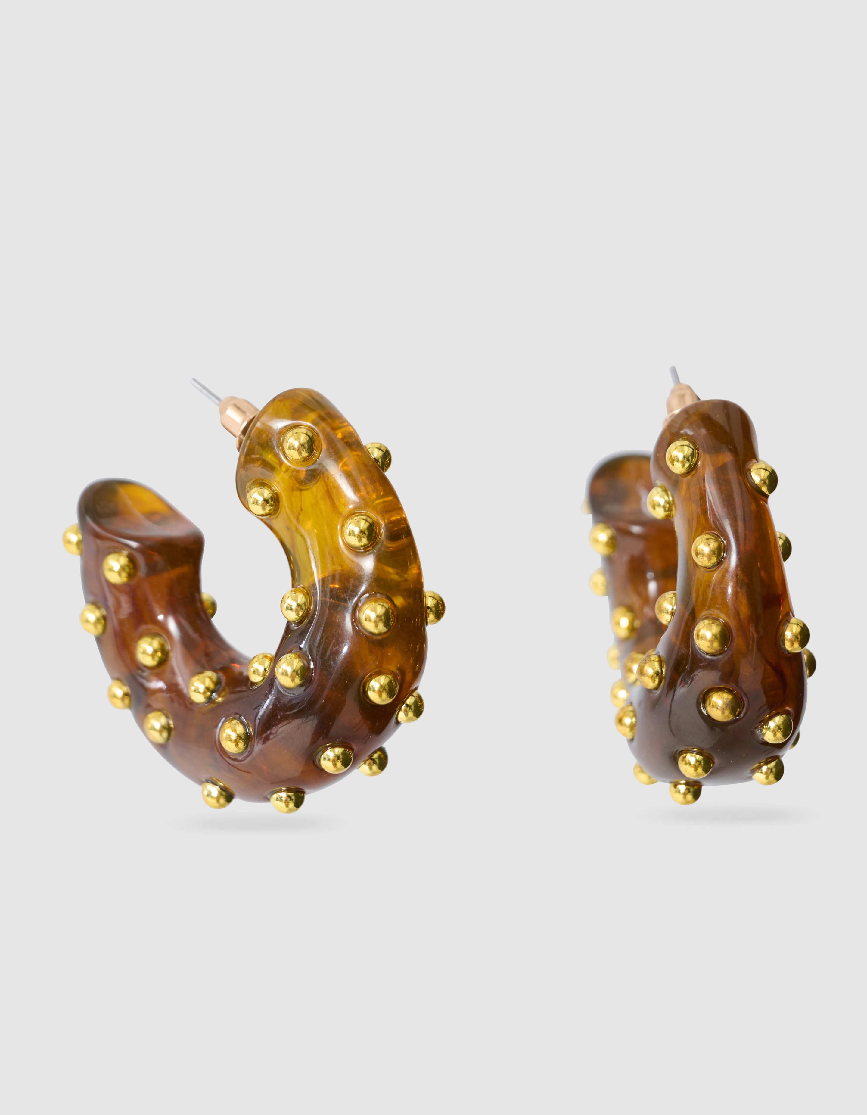 Studded Hoops Ohrringe Braun SHOEBY ACCESSOIRES