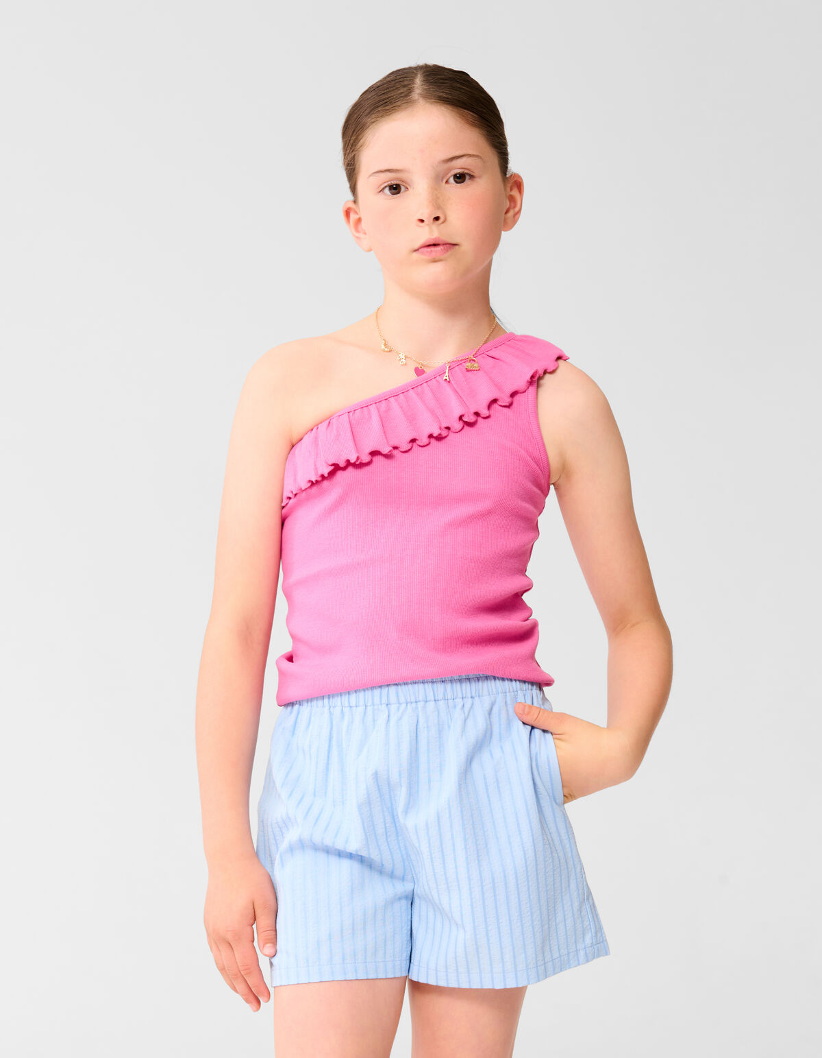 Ein-Schulter-Rippen-Top Rosa SHOEBY GIRLS
