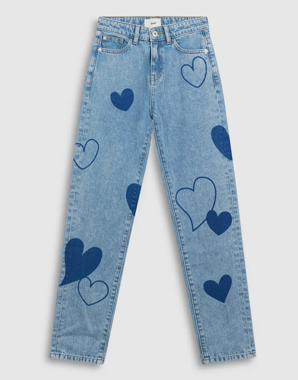 Bedruckte Heart Mom Fit Jeans Blau SHOEBY GIRLS