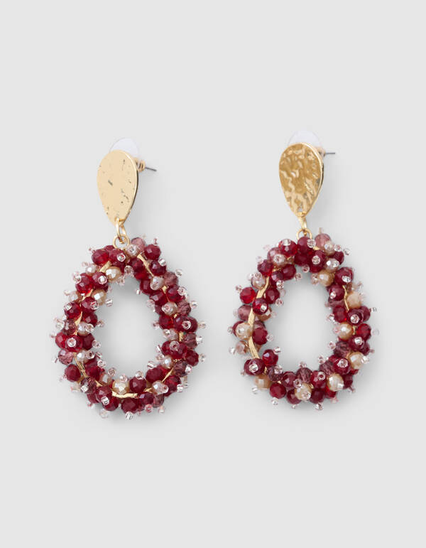 Perlen-Tropfenohrringe Dunkelrot SHOEBY ACCESSOIRES