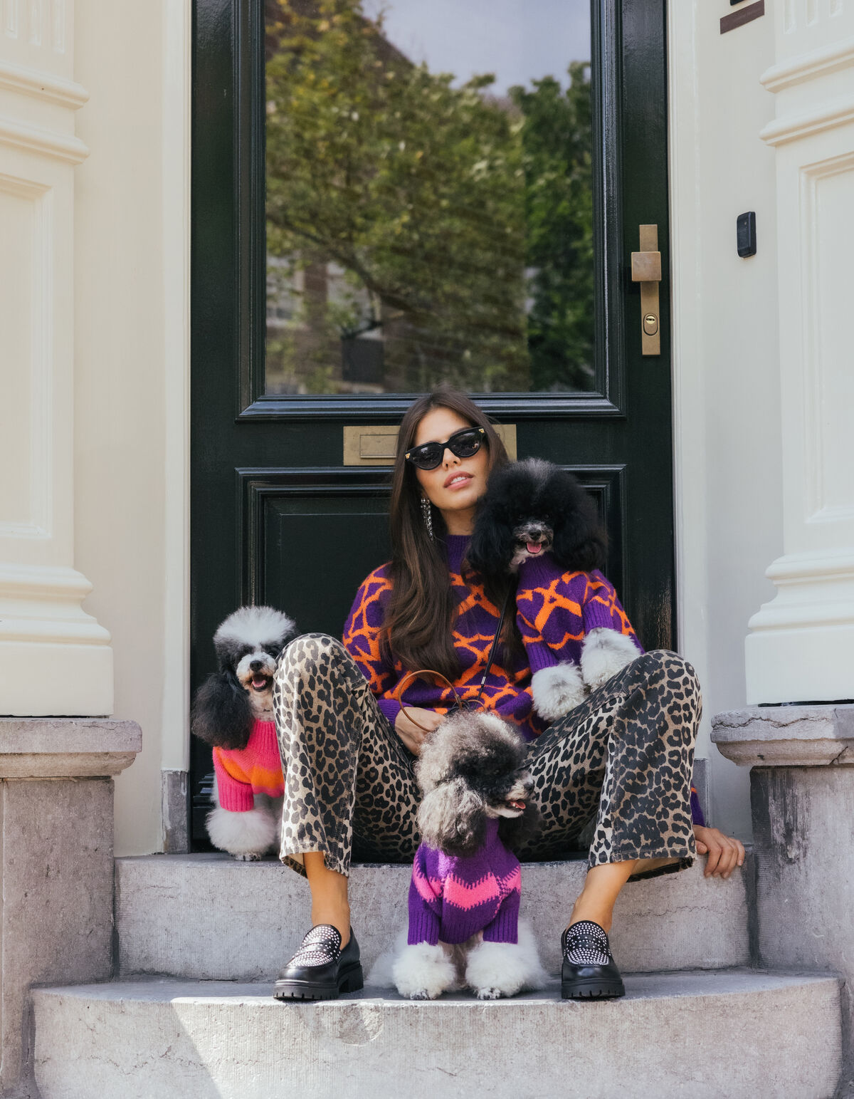 Heart Printed Sweater Purple von Furmey SHOEBY WOMEN