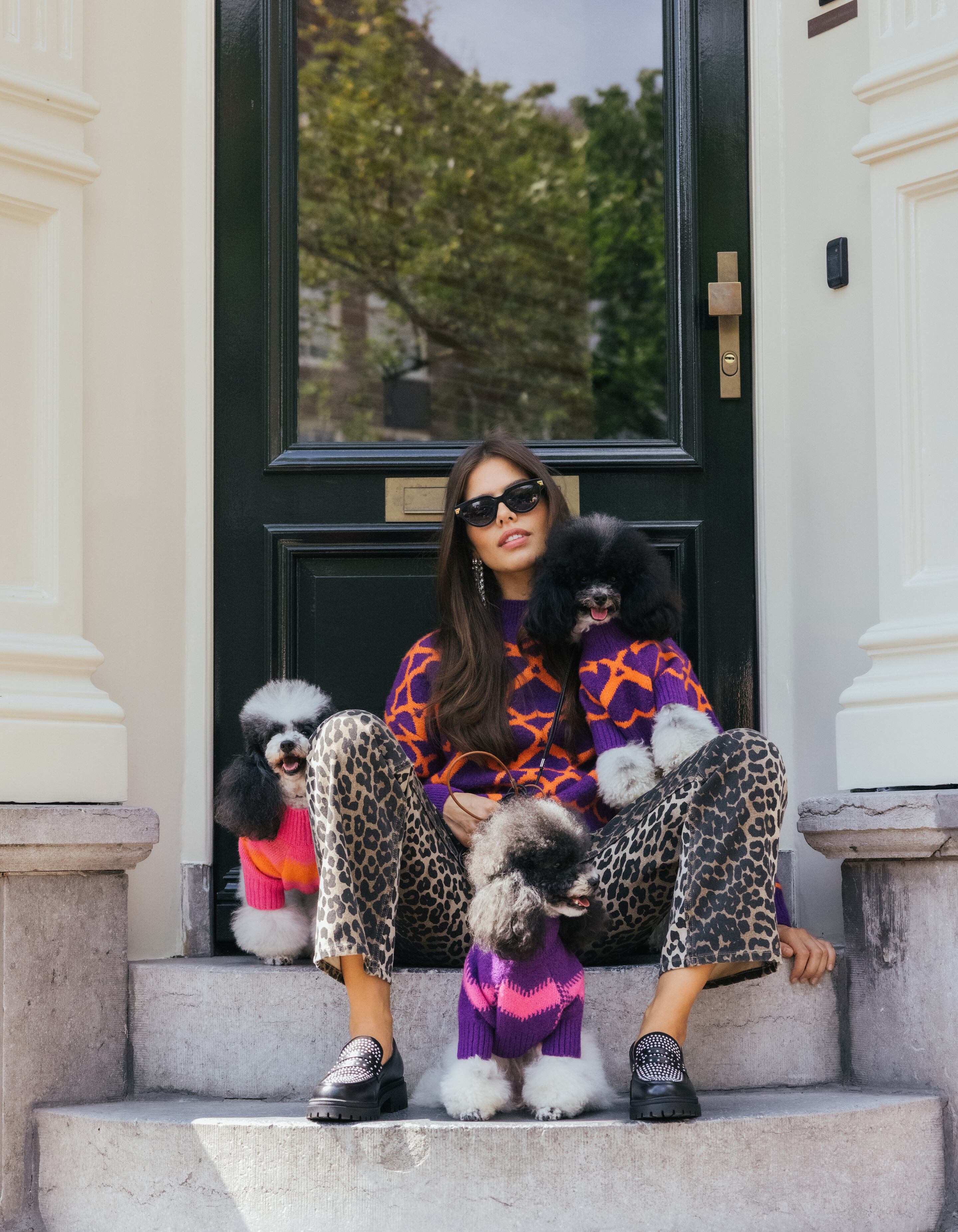 Heart Printed Sweater Purple von Furmey SHOEBY WOMEN